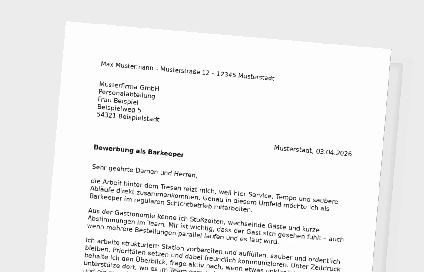 Anschreiben als Barkeeper: so wirkt deine Bewerbung im Servicealltag