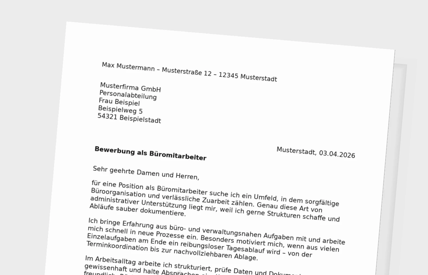 Vorschaubild zu Anschreiben als Büromitarbeiter (Standard)