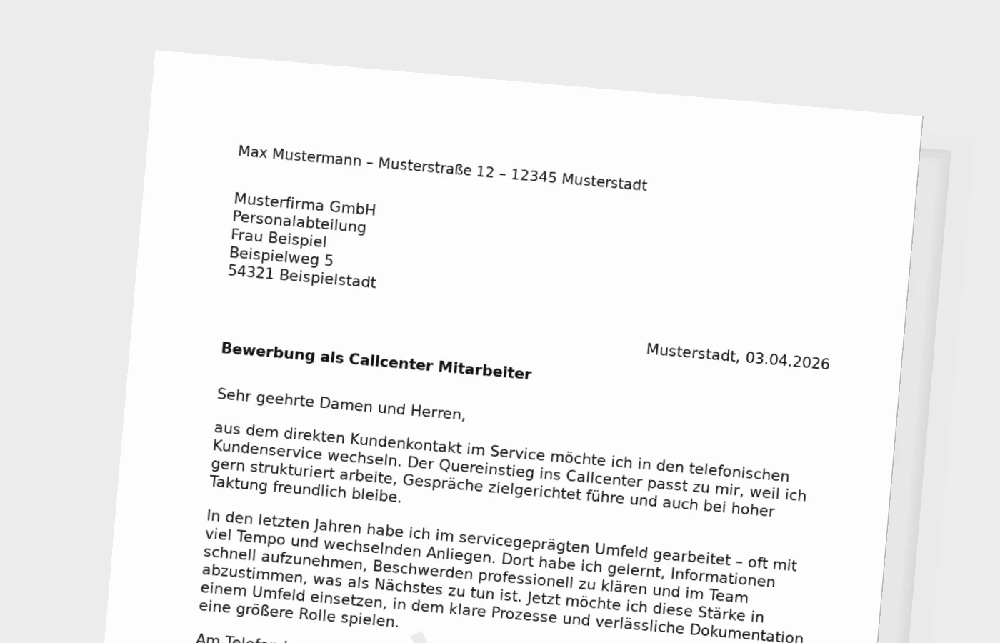 Vorschaubild zu Anschreiben als Callcenter-Mitarbeiter: Quereinstieg überzeugend darstellen