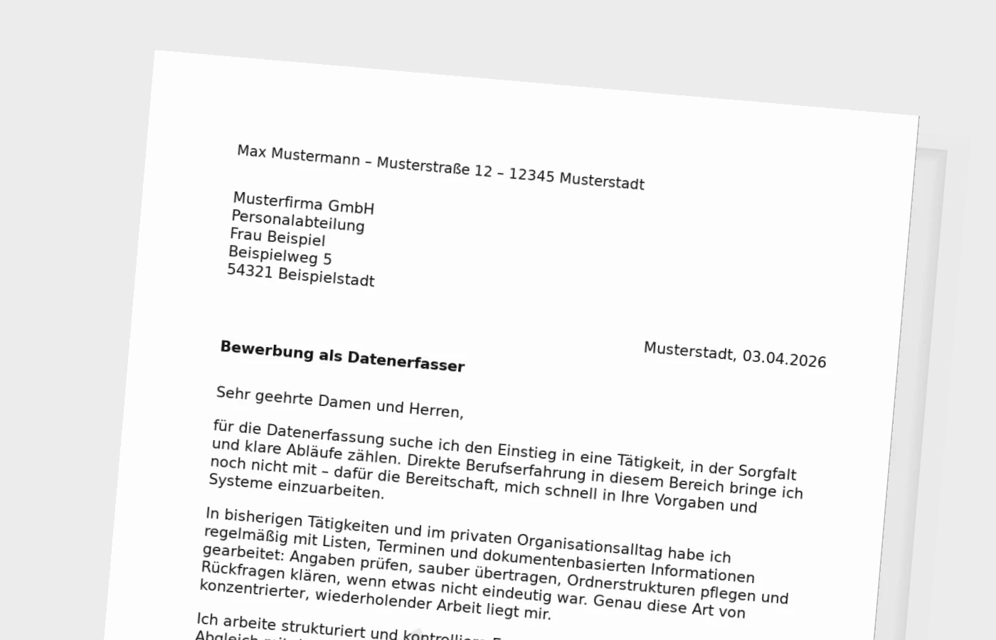 Vorschaubild zu Anschreiben als Datenerfasser: ohne Erfahrung überzeugend auftreten
