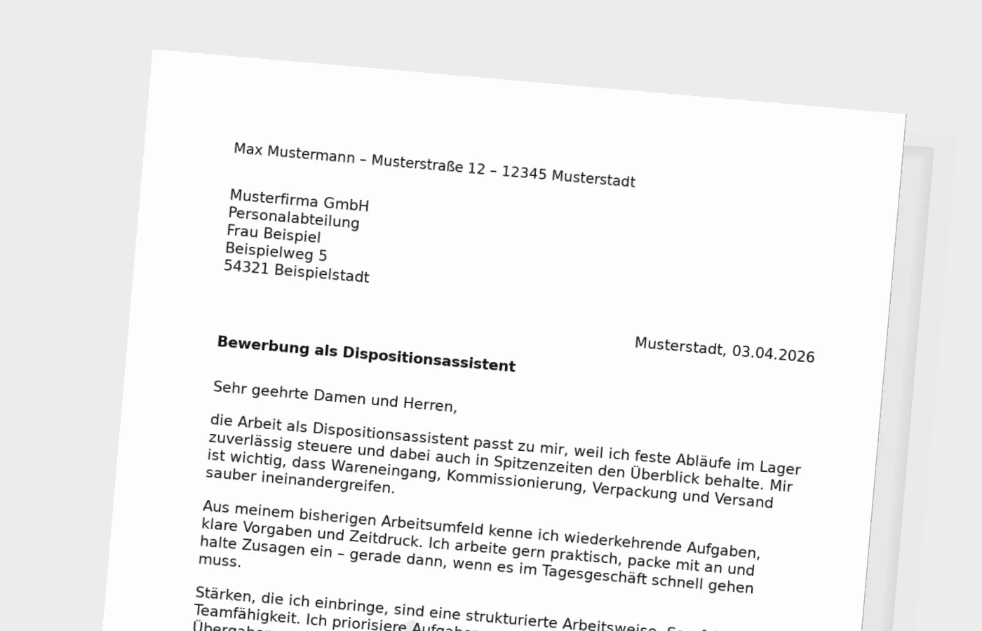 Anschreiben als Dispositionsassistent: so triffst du den Ton in Logistik & Lager