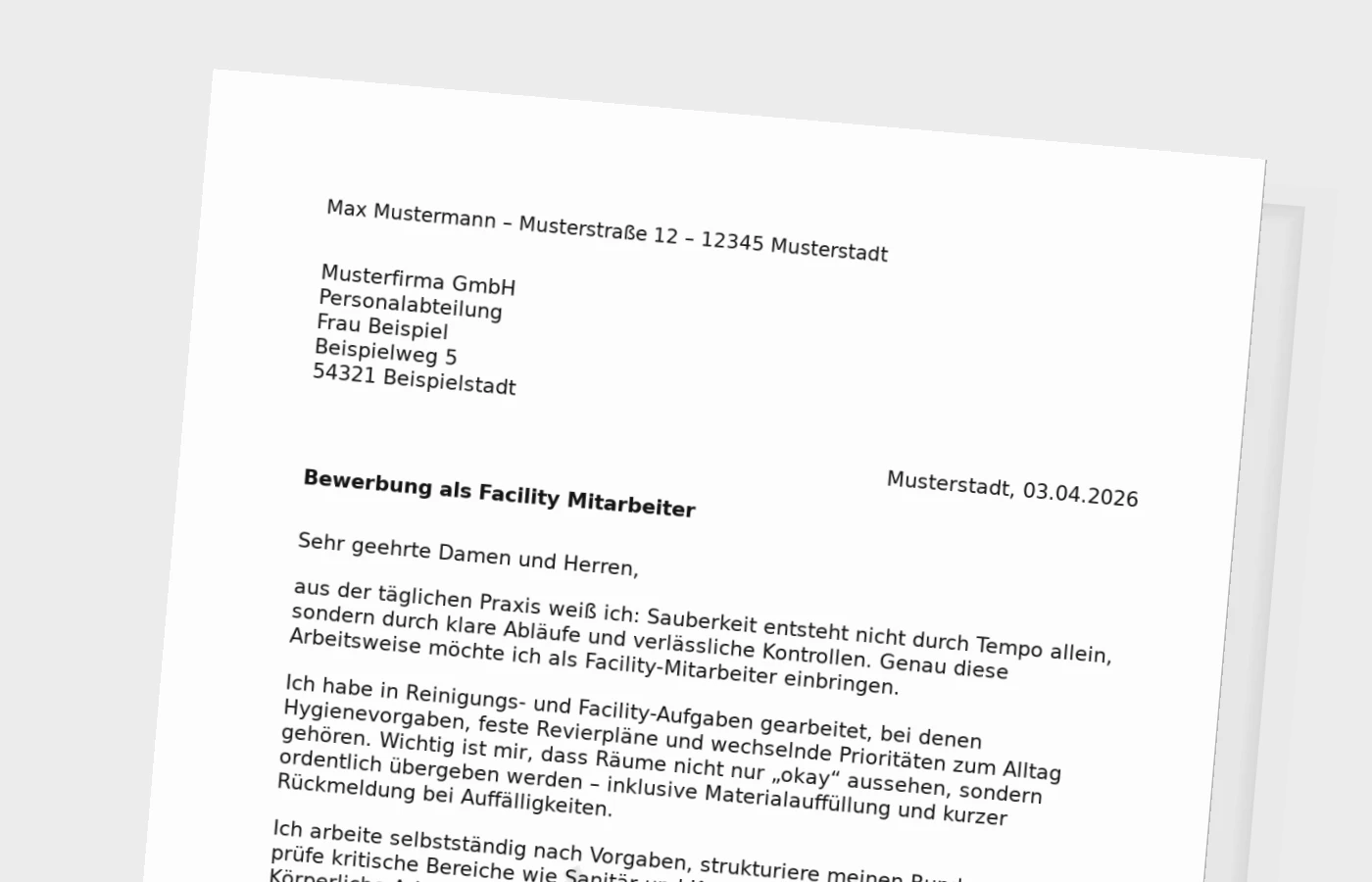 Anschreiben als Facility-Mitarbeiter: so wirkt es glaubwürdig