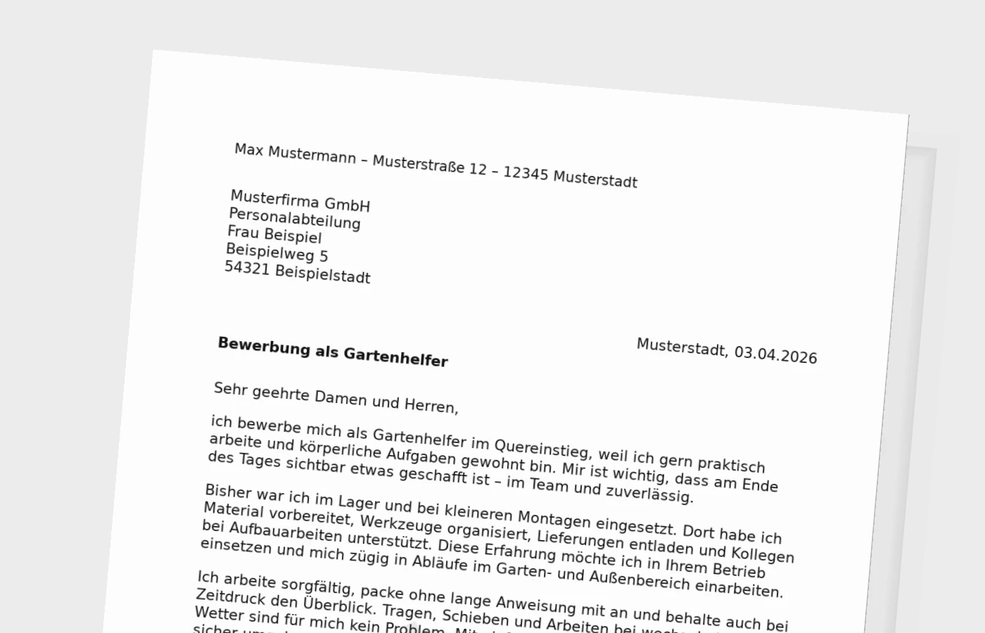 Anschreiben als Gartenhelfer: Quereinstieg überzeugend formulieren