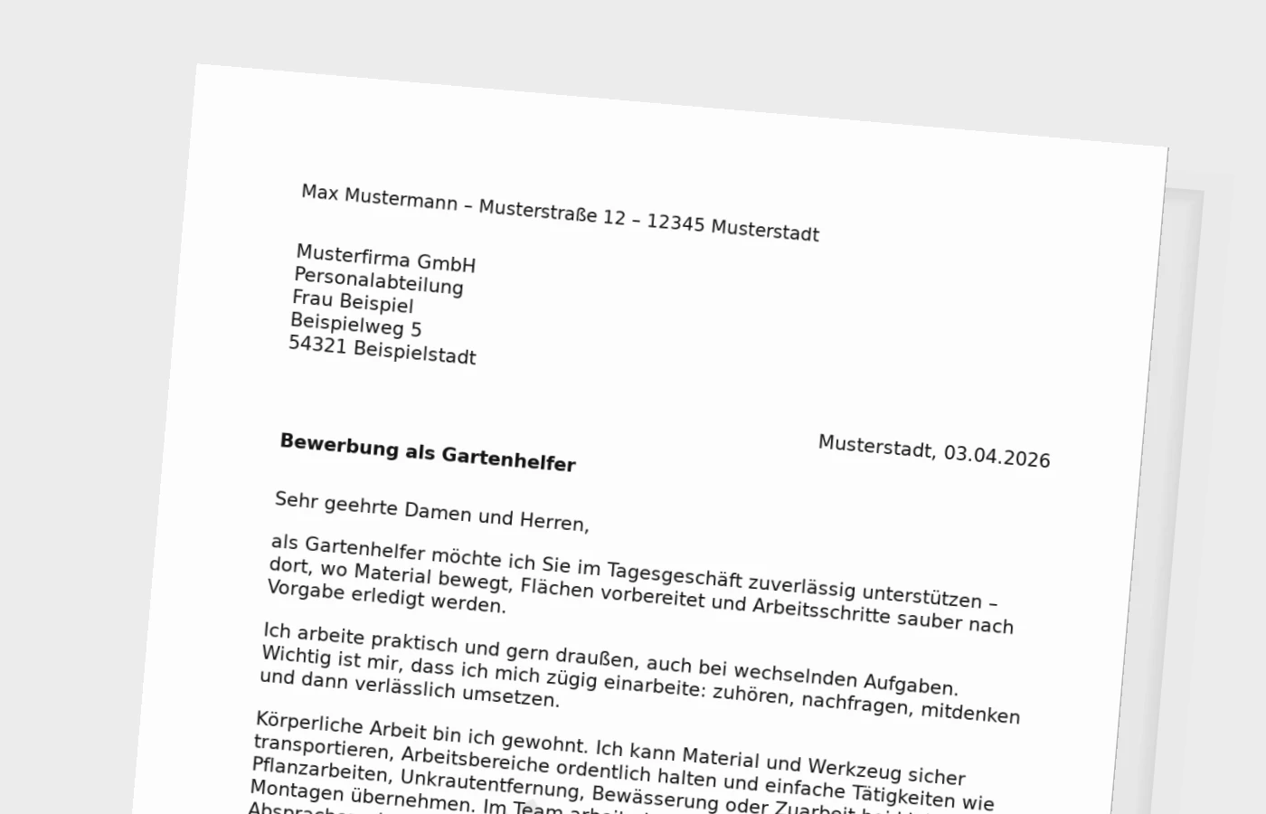 Anschreiben als Gartenhelfer: so überzeugst du im Helferjob