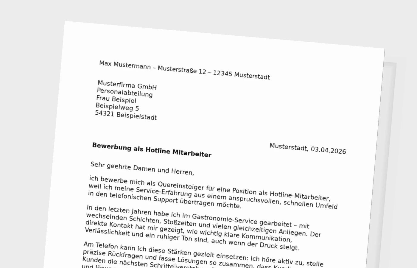 Anschreiben als Hotline-Mitarbeiter: Quereinstieg überzeugend darstellen