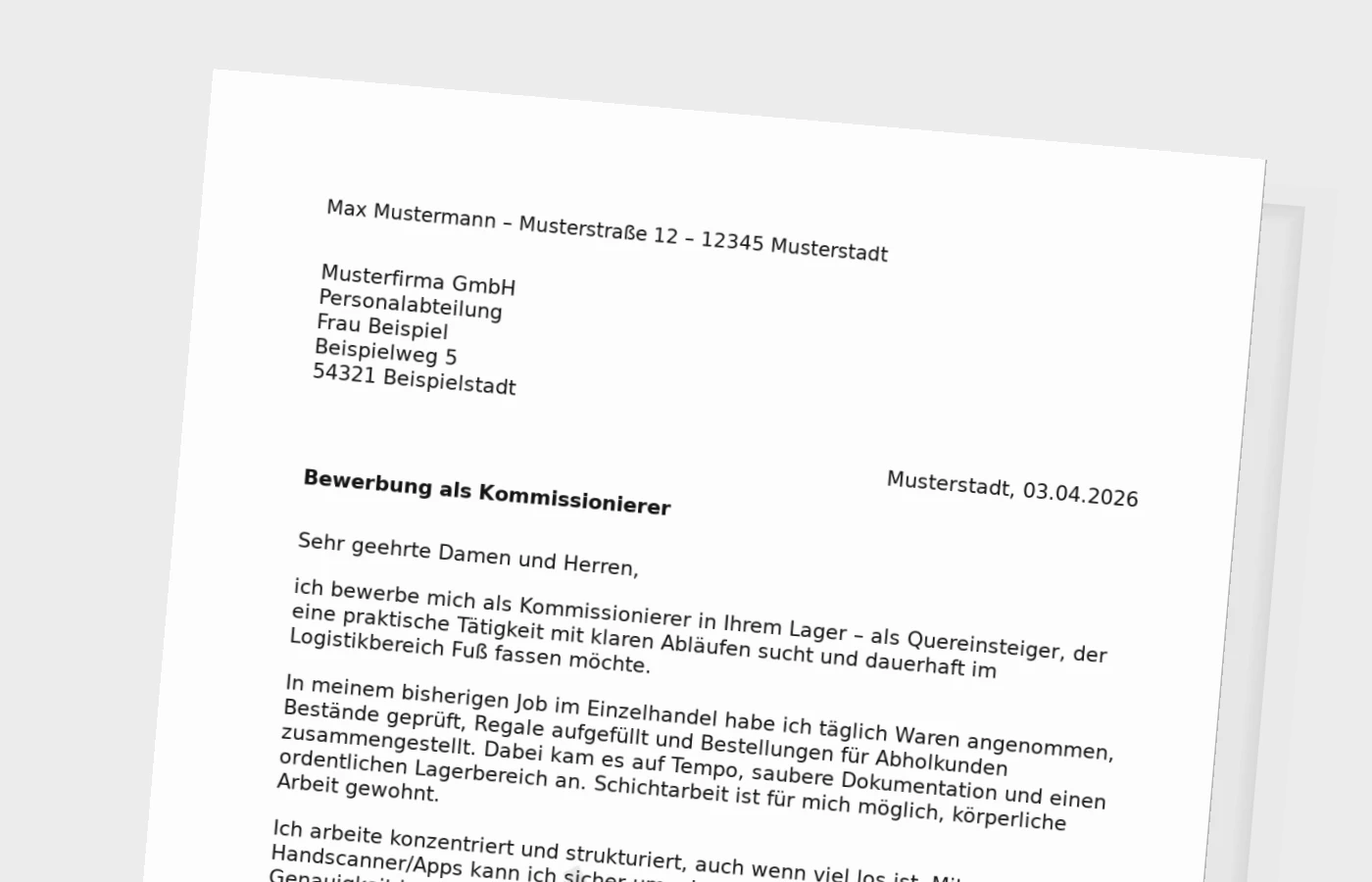 Anschreiben als Kommissionierer: Quereinsteiger überzeugend bewerben