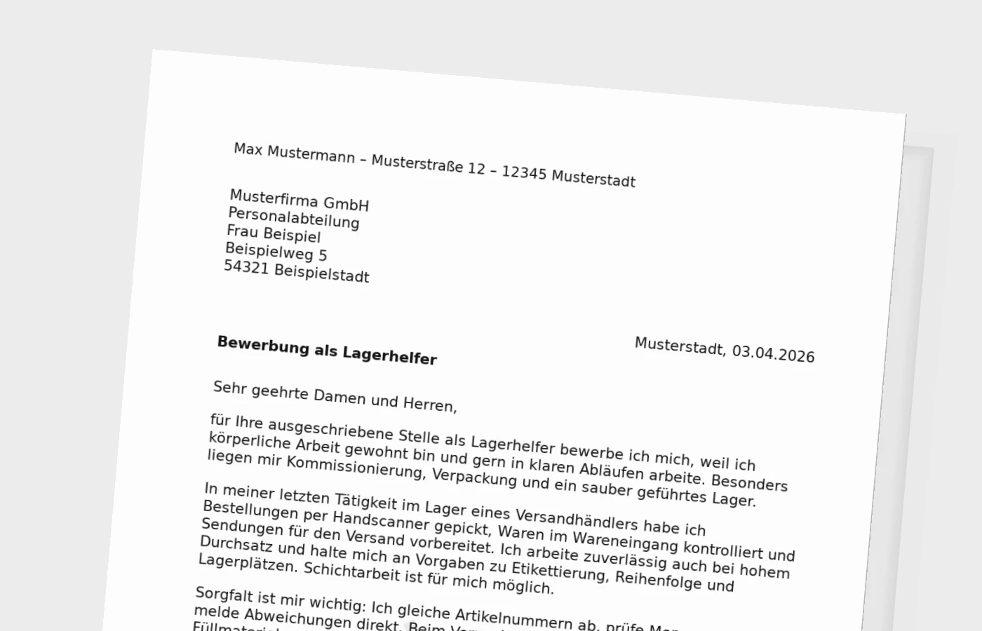 Anschreiben als Lagerhelfer: so wirkt deine Bewerbung im Lageralltag