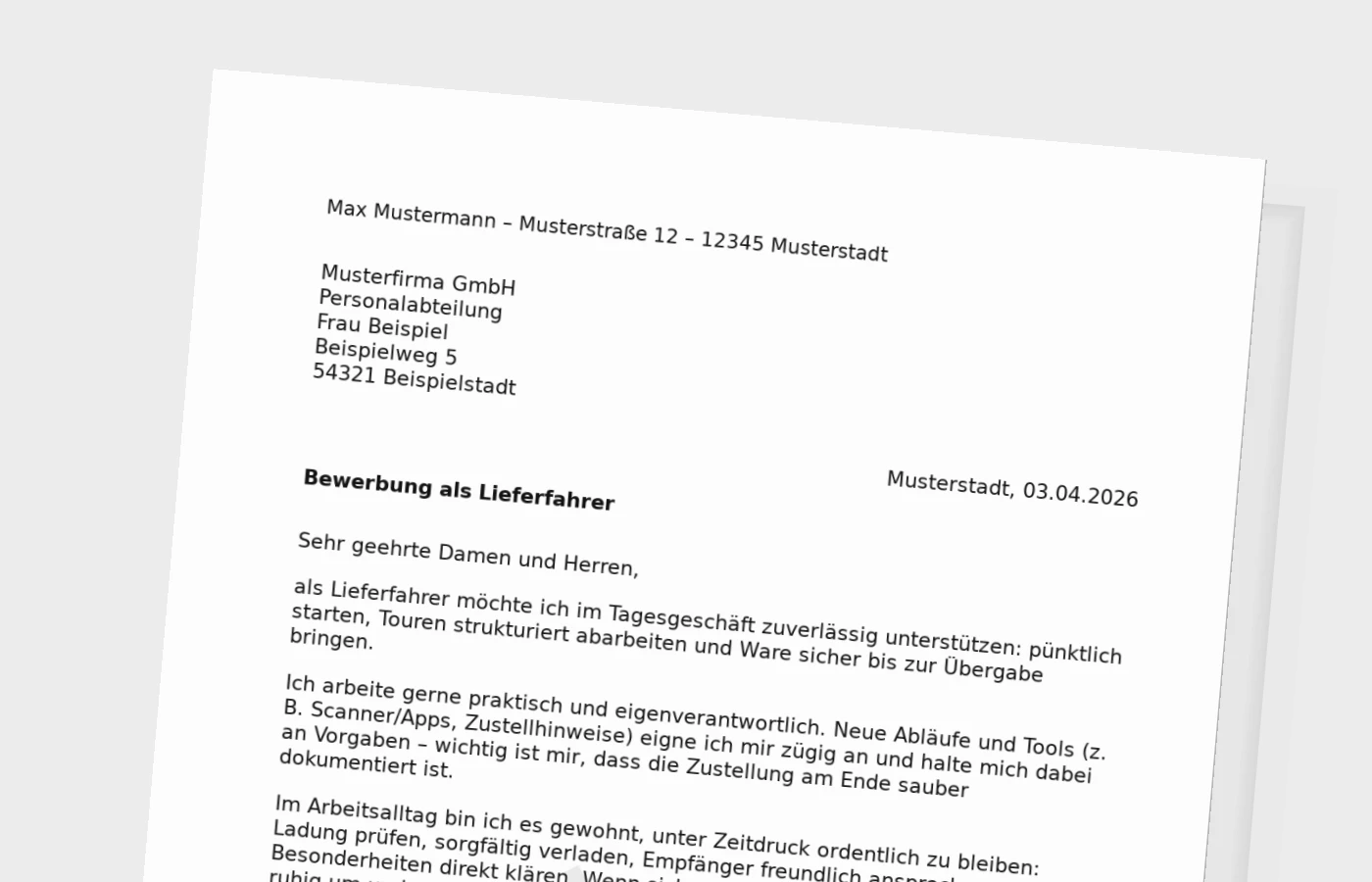 Anschreiben als Lieferfahrer: so überzeugst du im Alltagstest