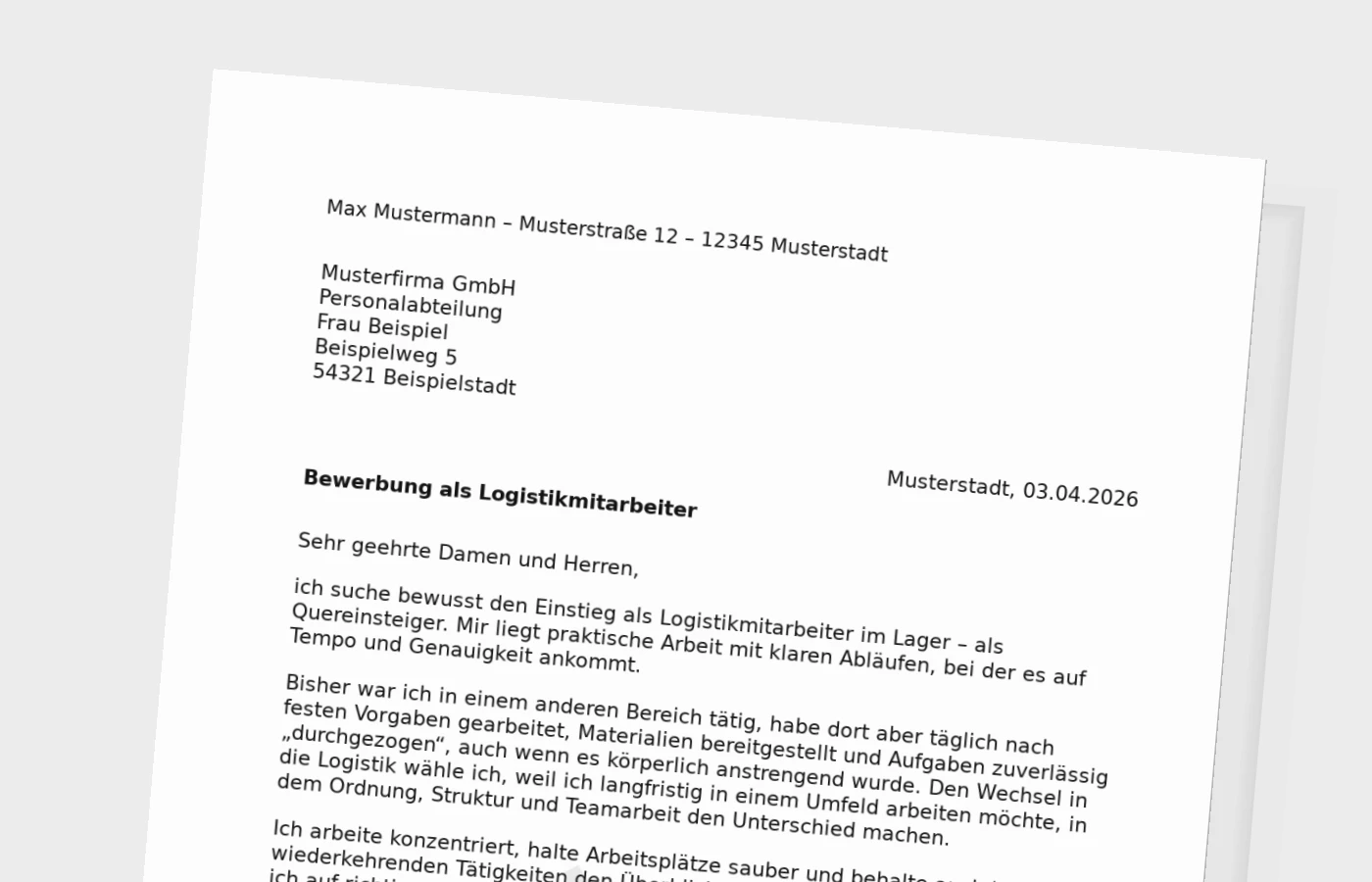 Anschreiben als Logistikmitarbeiter: Quereinstieg überzeugend darstellen