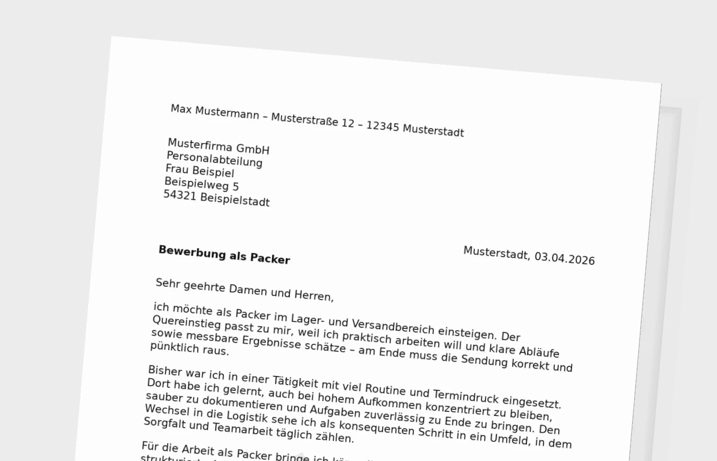 Anschreiben als Packer: Quereinstieg überzeugend darstellen