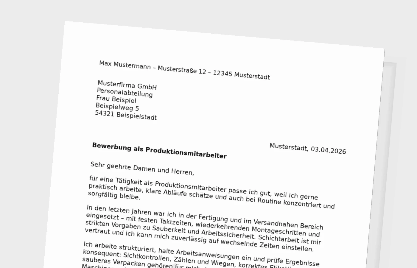Vorschaubild zu Anschreiben als Produktionsmitarbeiter: so wirkt es praxisnah