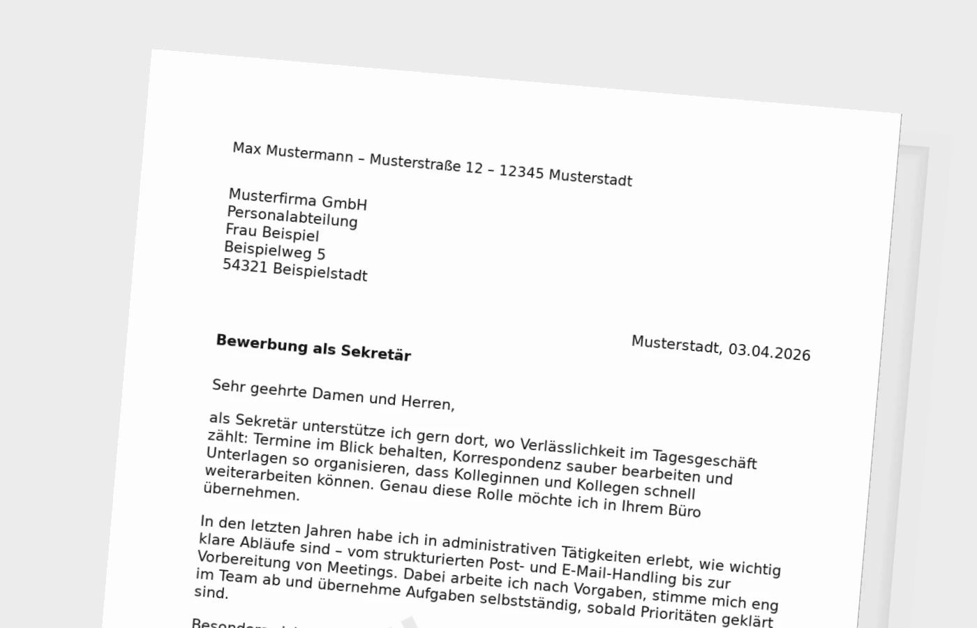 Anschreiben als Sekretär: so überzeugst du im Büroalltag