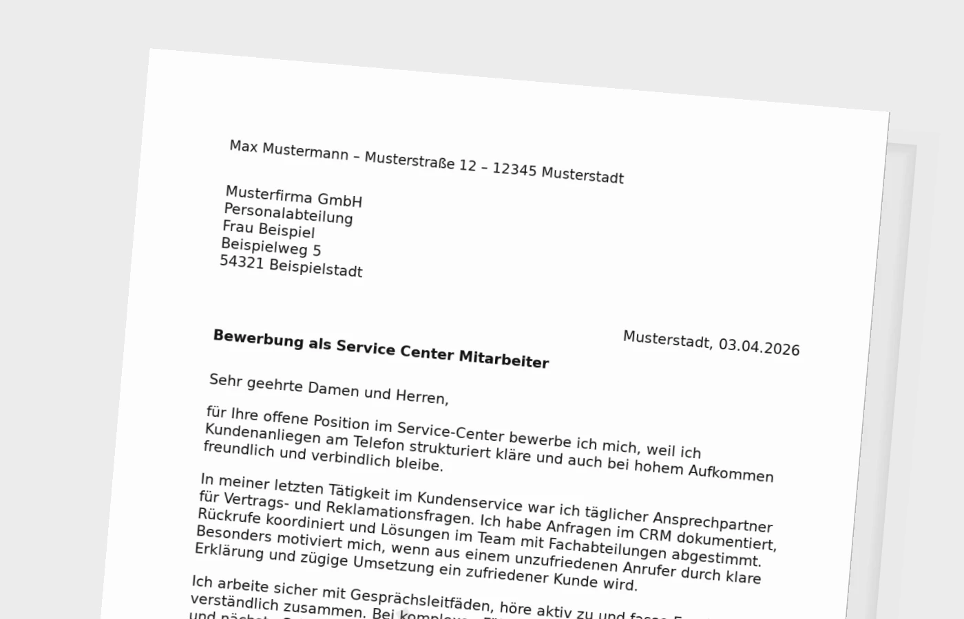 Anschreiben als Service-Center-Mitarbeiter: so wirkt es glaubwürdig