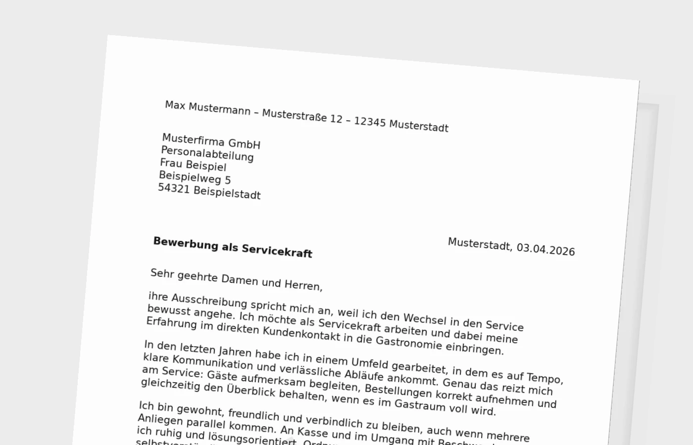 Vorschaubild zu Anschreiben als Servicekraft (Quereinsteiger): so überzeugst du im Service