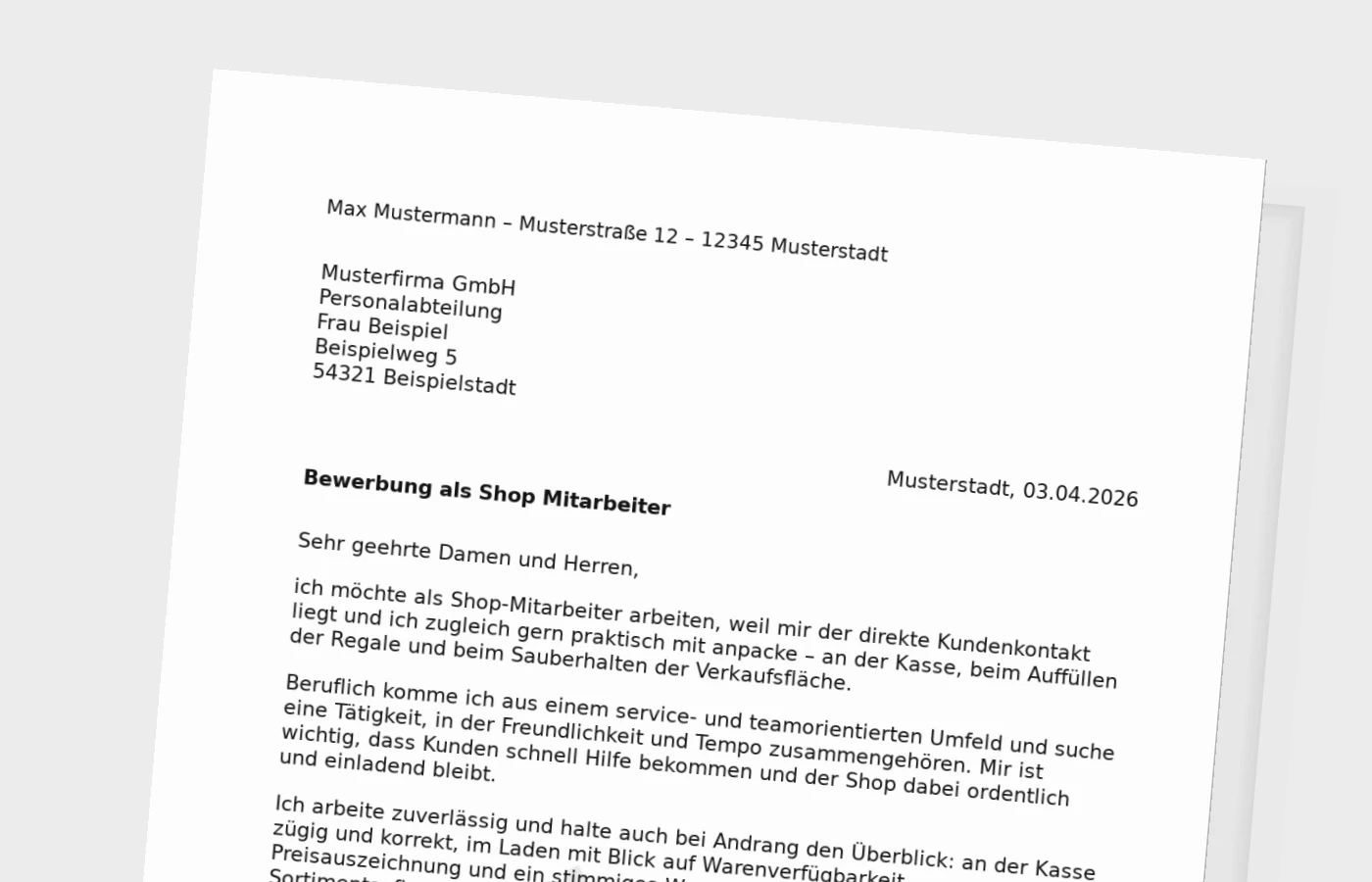 Anschreiben als Shop-Mitarbeiter: so überzeugst du im Verkauf