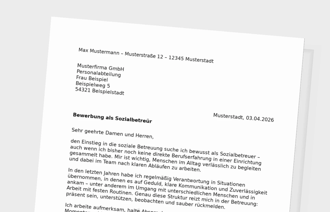 Vorschaubild zu Anschreiben als Sozialbetreuer: ohne Erfahrung überzeugend bewerben