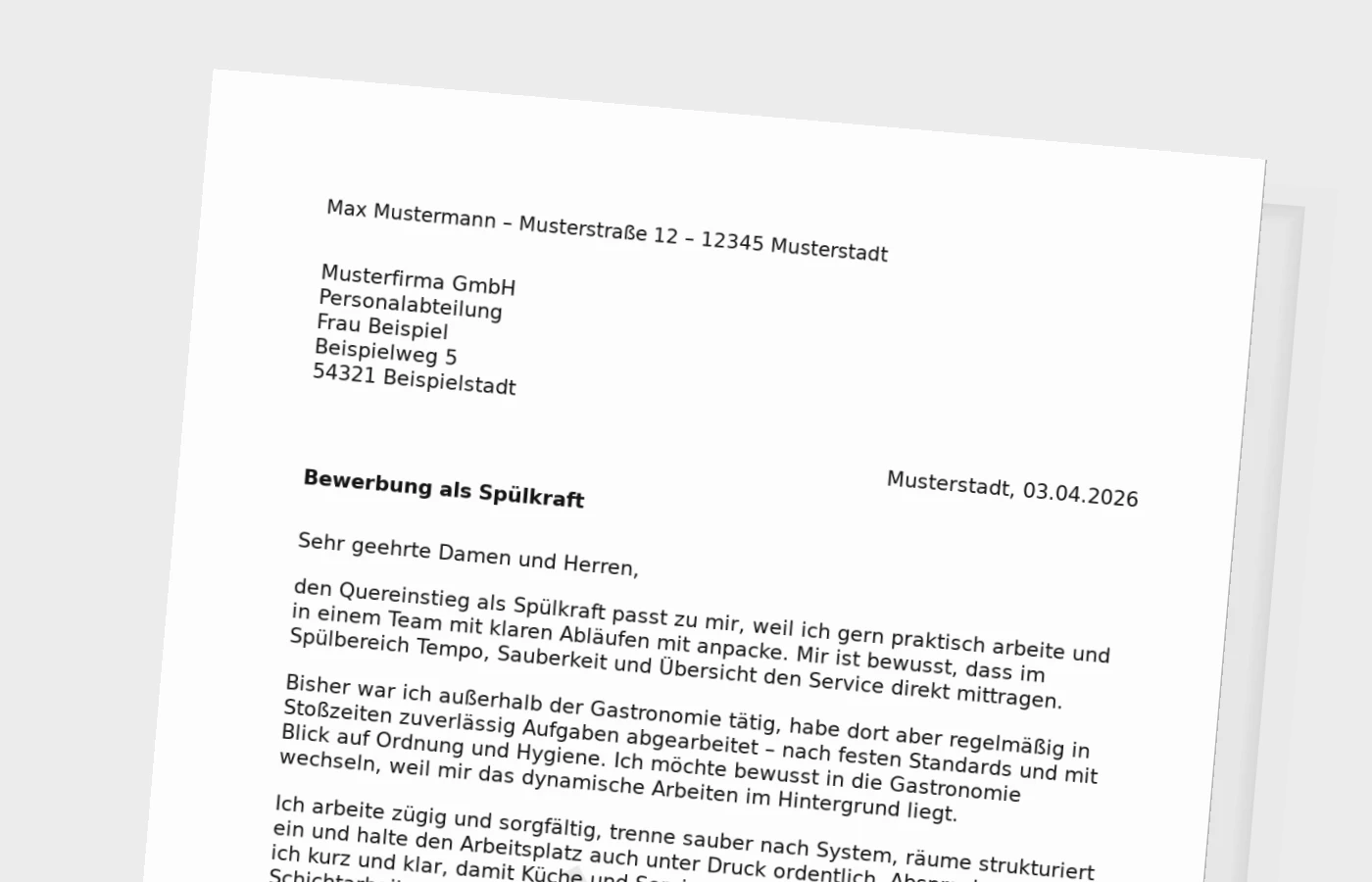 Vorschaubild zu Anschreiben als Spülkraft – Quereinstieg überzeugend erklären