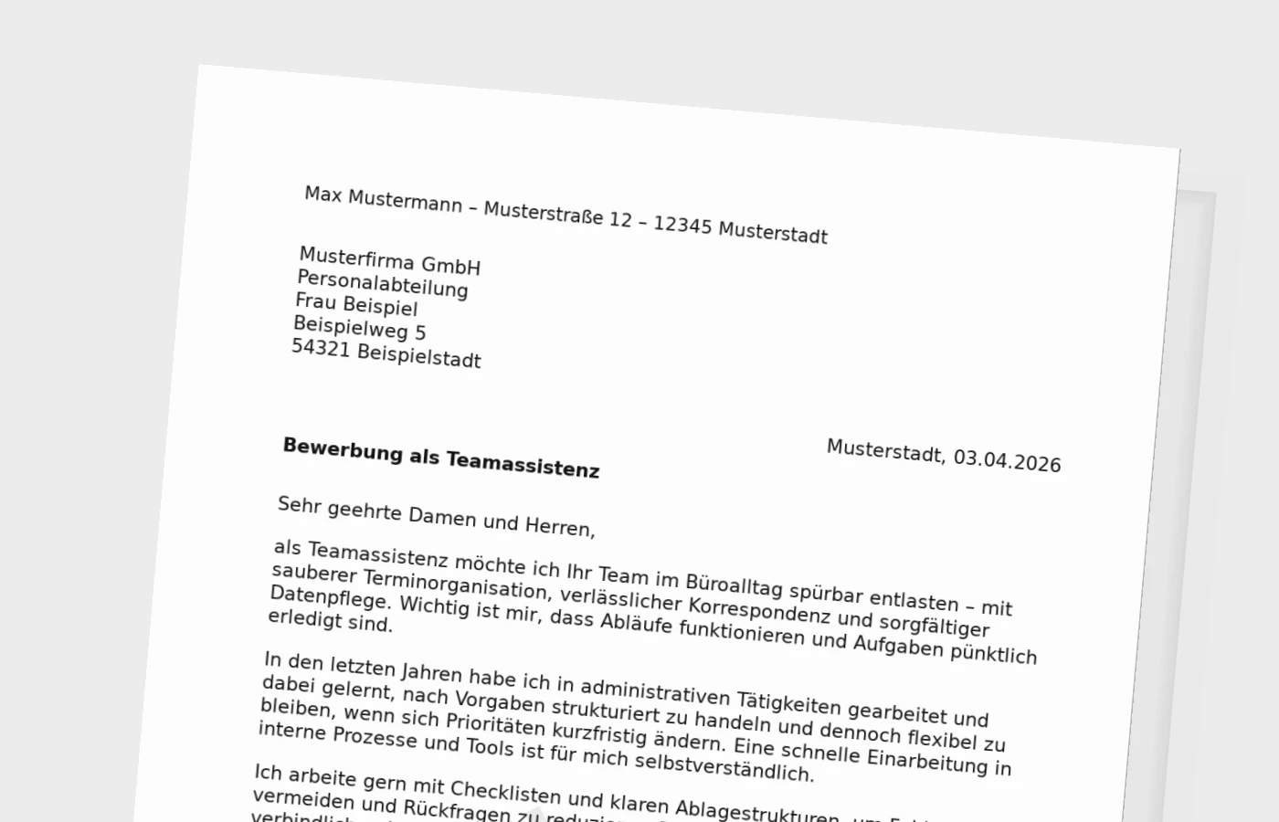 Anschreiben Teamassistenz: so wirkt es im Büroalltag glaubwürdig