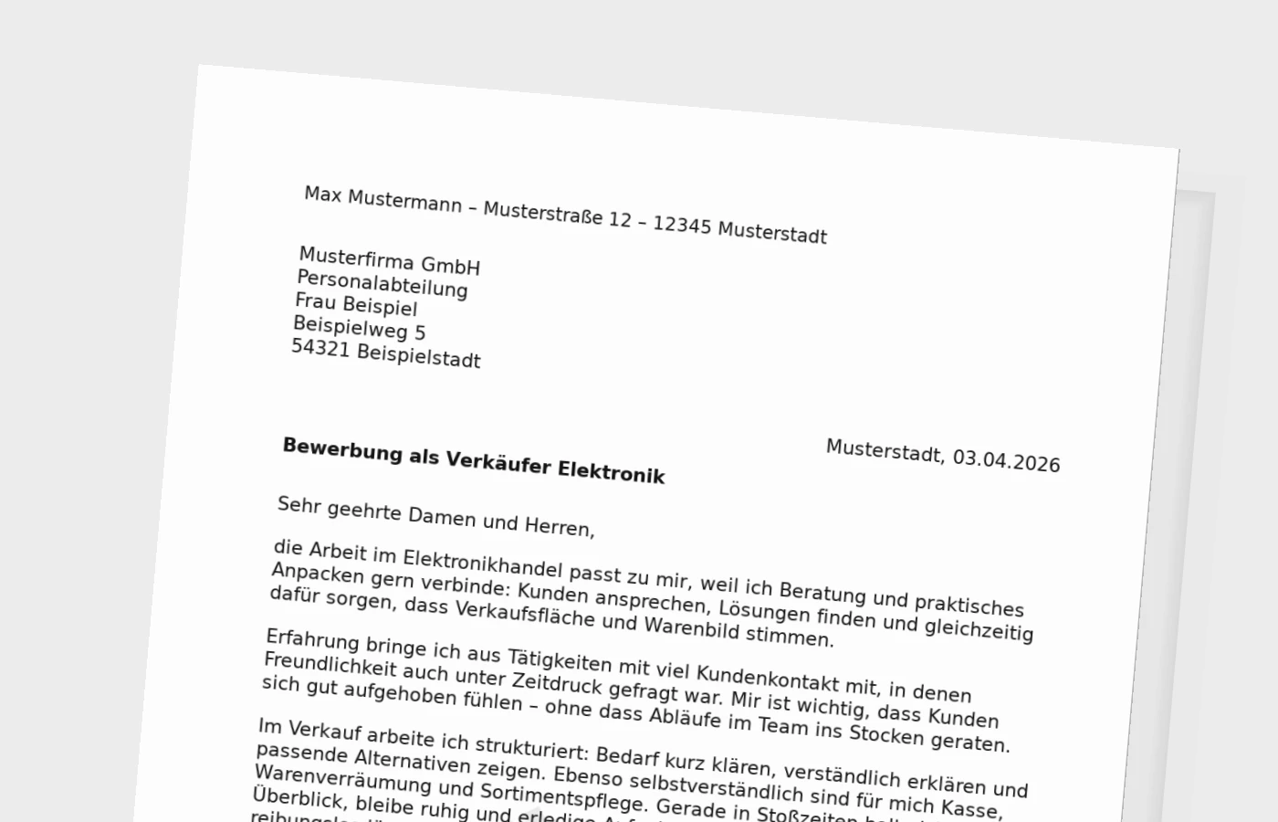 Vorschaubild zu Anschreiben als Verkäufer im Elektronikhandel: so wirkt es glaubwürdig