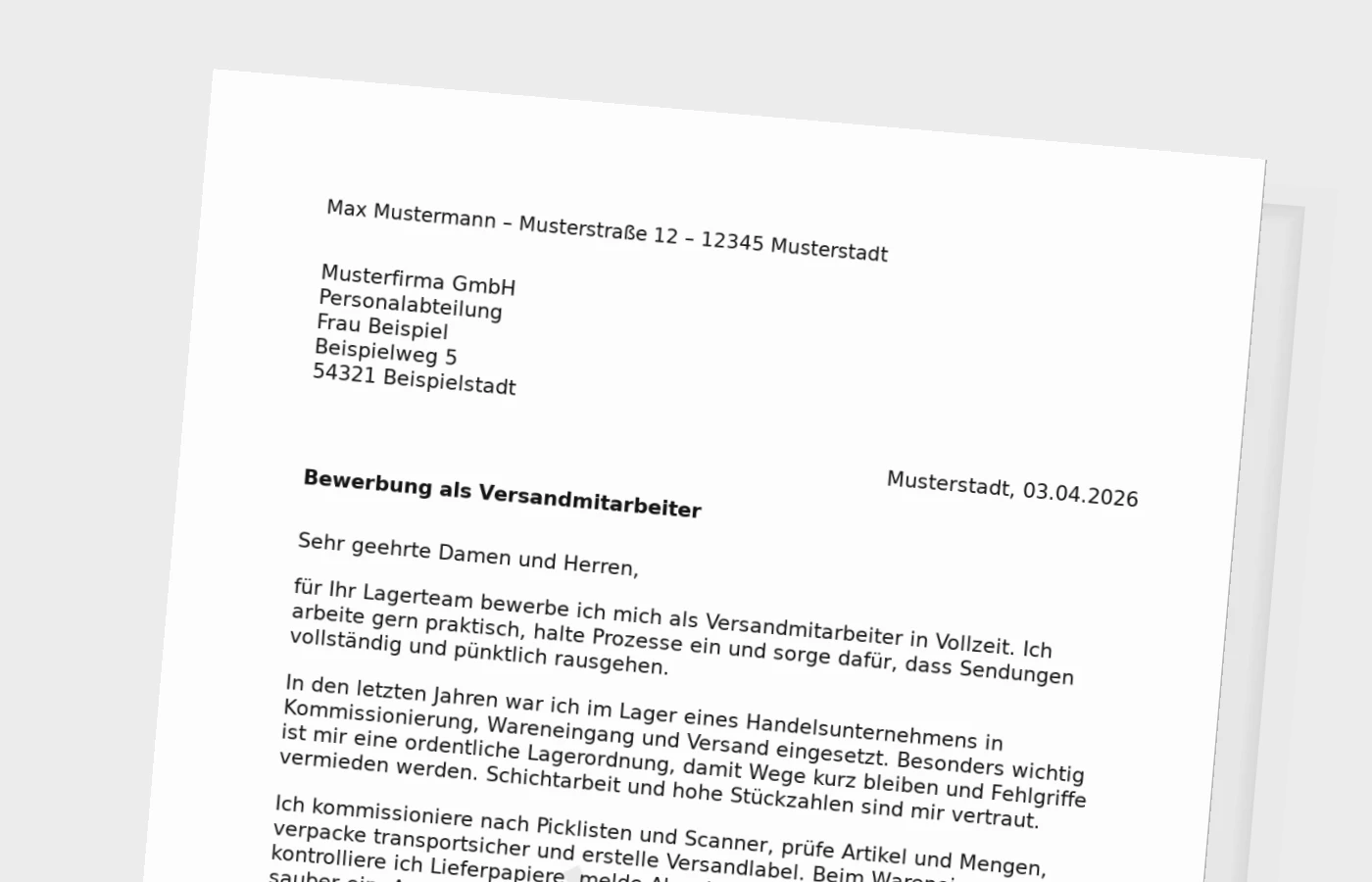 Anschreiben als Versandmitarbeiter: so überzeugst du im Lageralltag