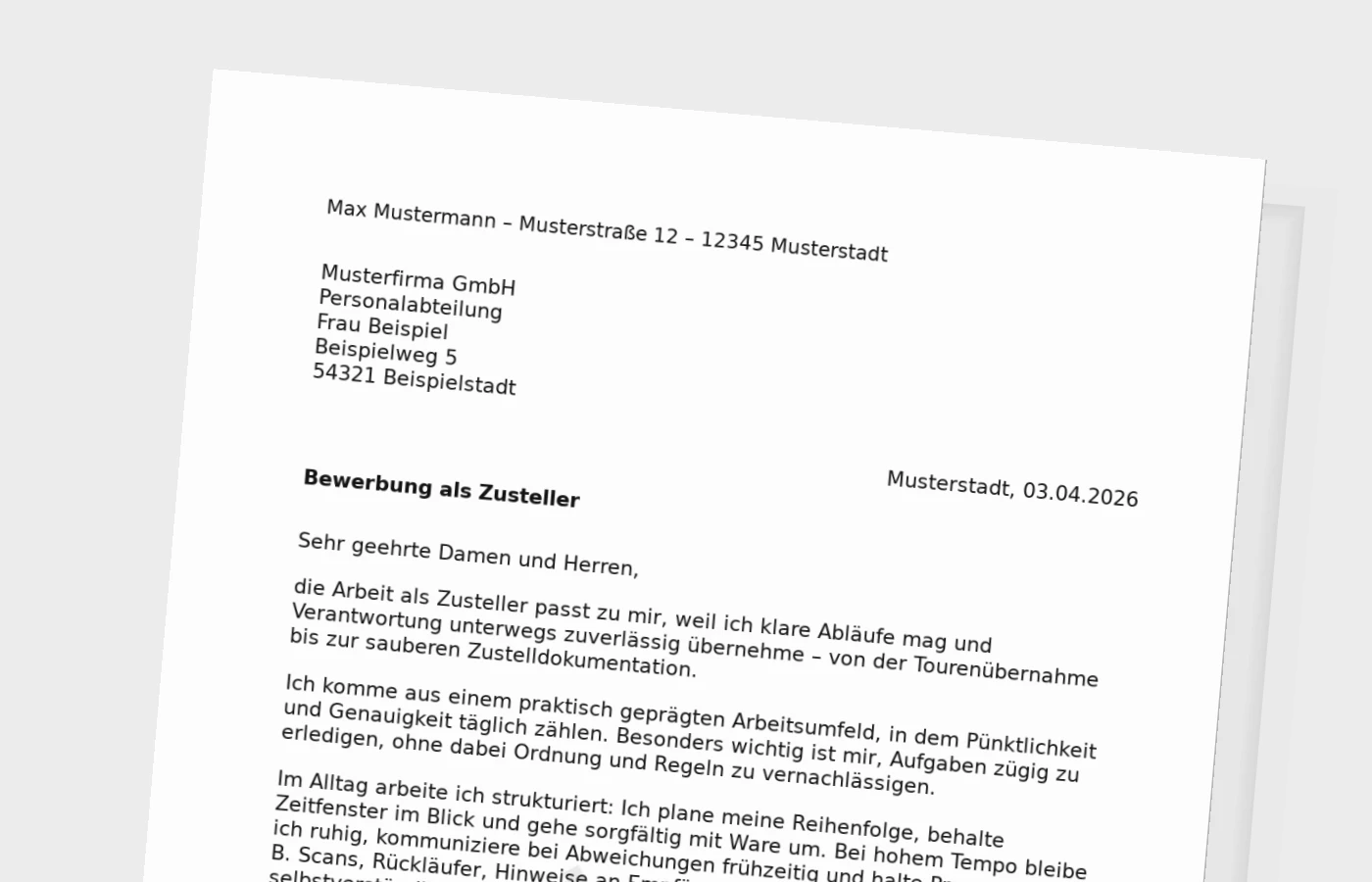 Vorschaubild zu Anschreiben als Zusteller: so wirkt deine Bewerbung verlässlich
